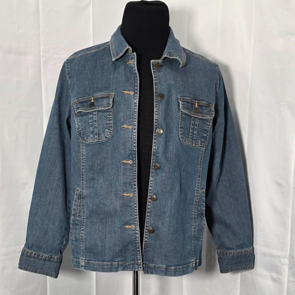 Croft & Barrow Denim Jacket Women’s XL Blue Stretch Button Classic Jean Coat